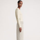 Classic Ribbed Knit Round Neck Long Sleeve Cable Knit Pullover Sweater